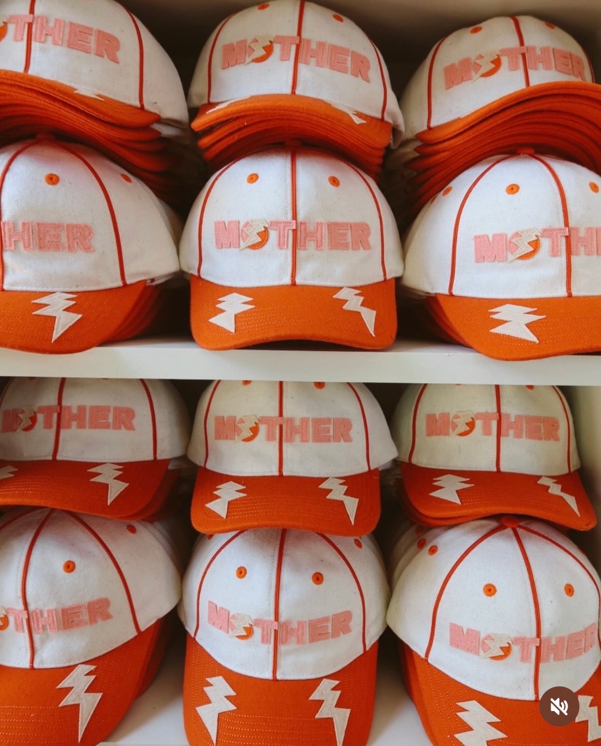 Happy Little Mother trucker hat orange and white – boutique accessories at The Corner Store on Christie Toronto